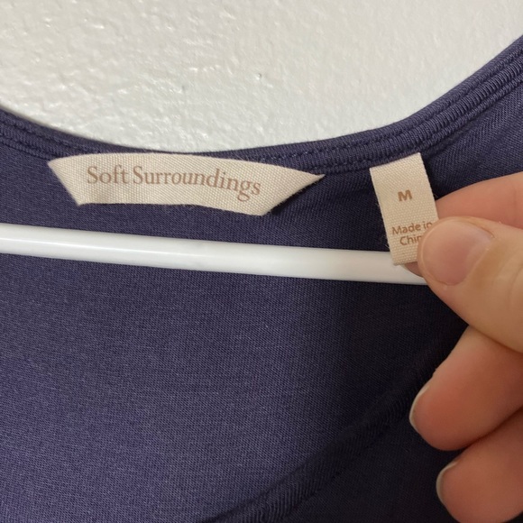 Soft Surroundings Tunic Button‎ Front Blouse Sz M Viscose Long Sleeves Office - Picture 4 of 8